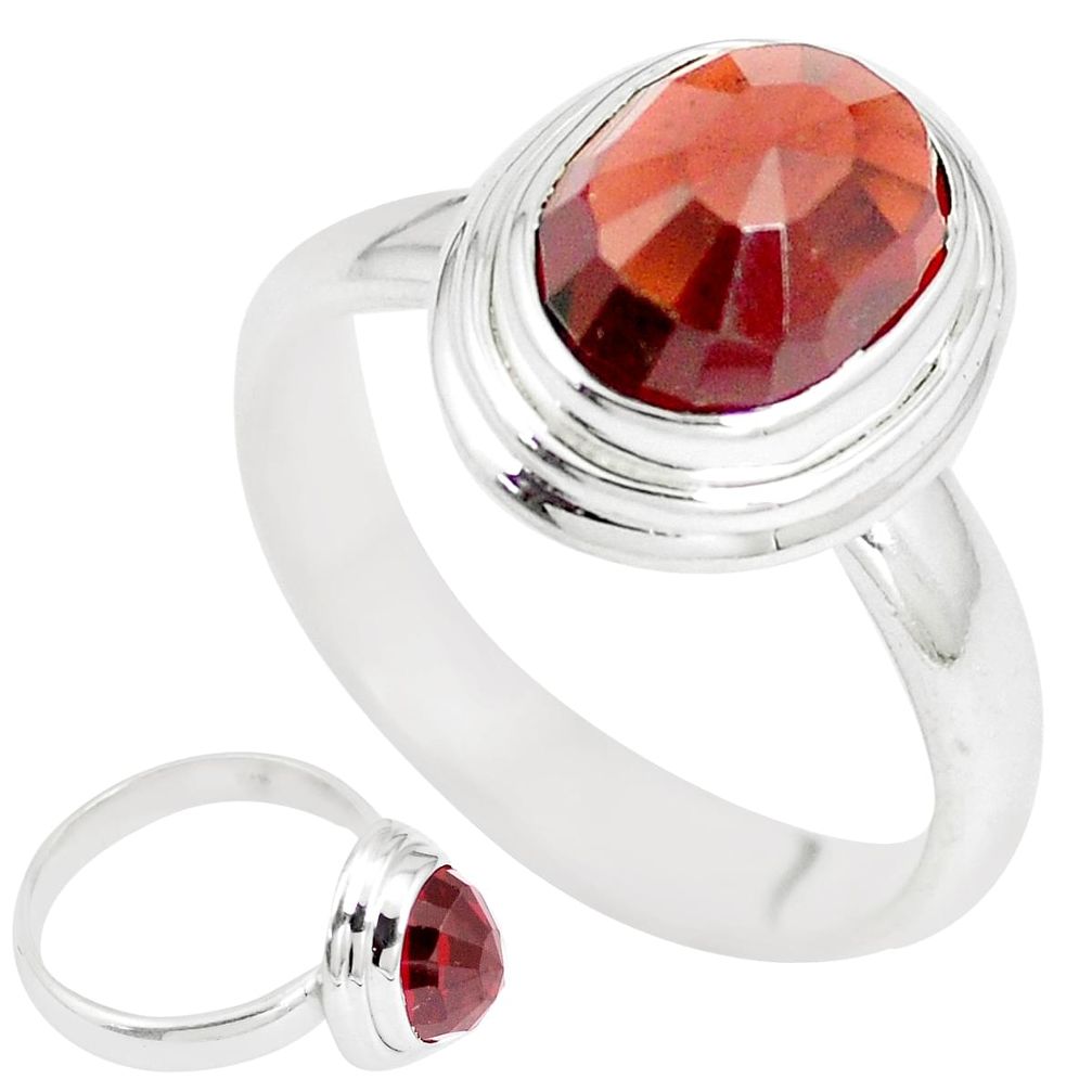 4.92cts natural red garnet 925 sterling silver solitaire ring size 7 m95930