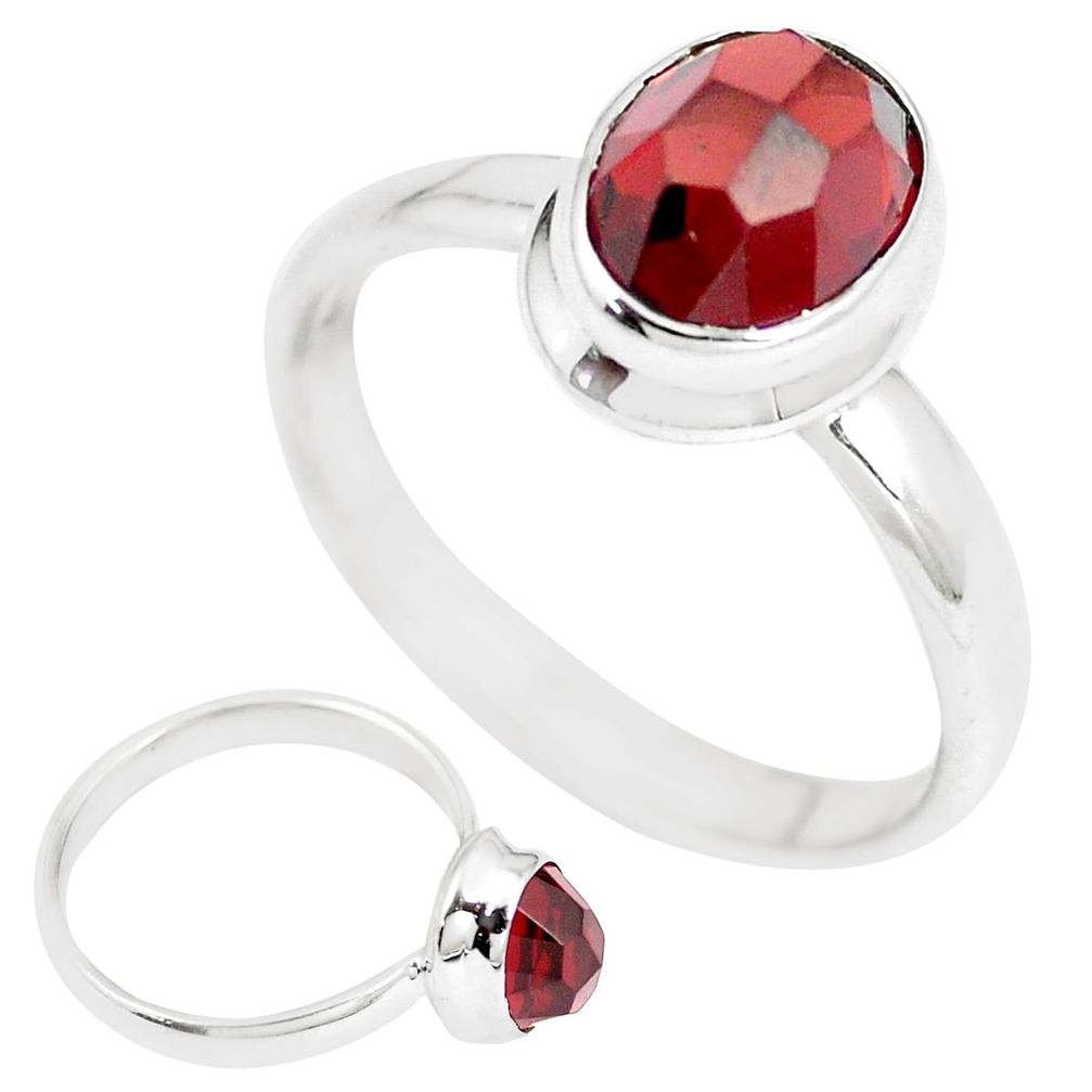 3.70cts natural red garnet 925 sterling silver solitaire ring size 8 m95931