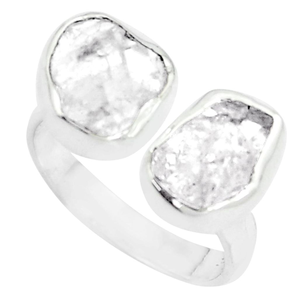 925 silver 10.78cts natural white herkimer diamond adjustable ring size 8 m96805