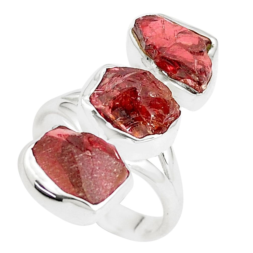 14.23cts natural red garnet rough 925 sterling silver ring jewelry size 7 m96942