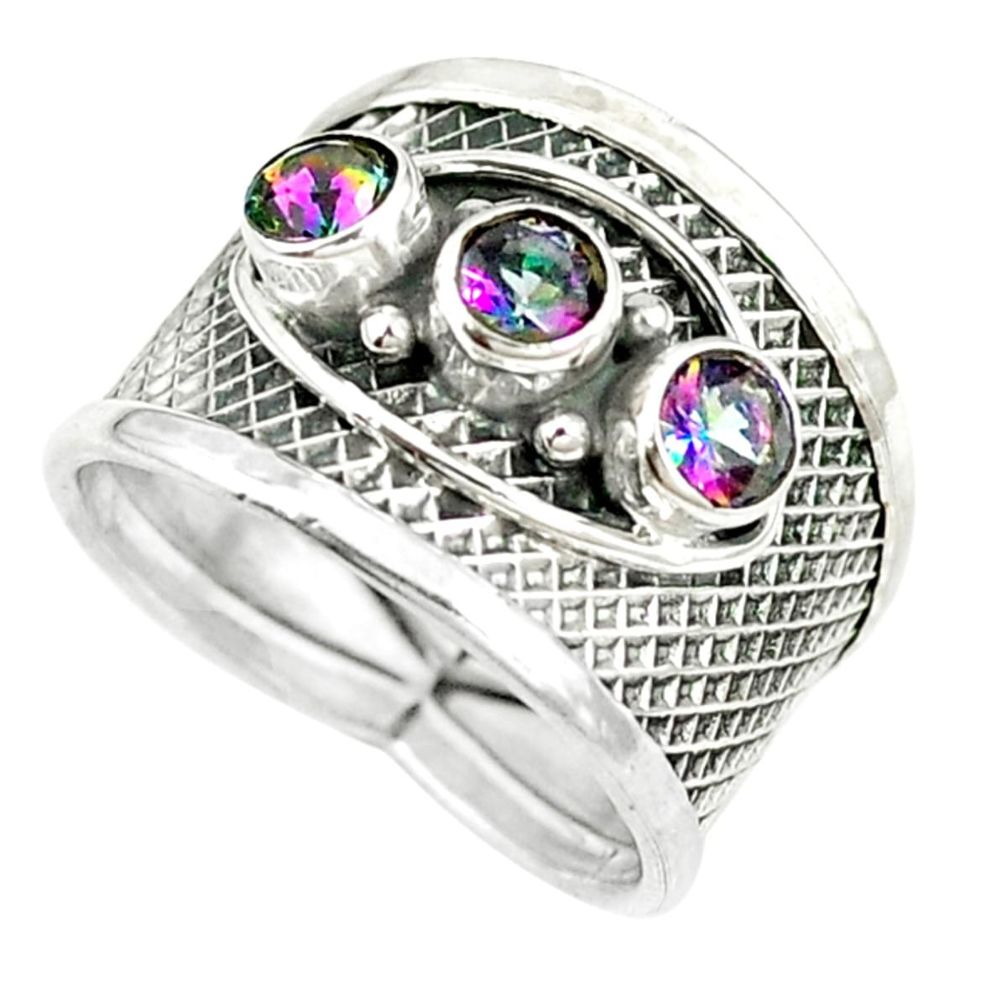 Multi color rainbow topaz 925 sterling silver ring jewelry size 7 m9794