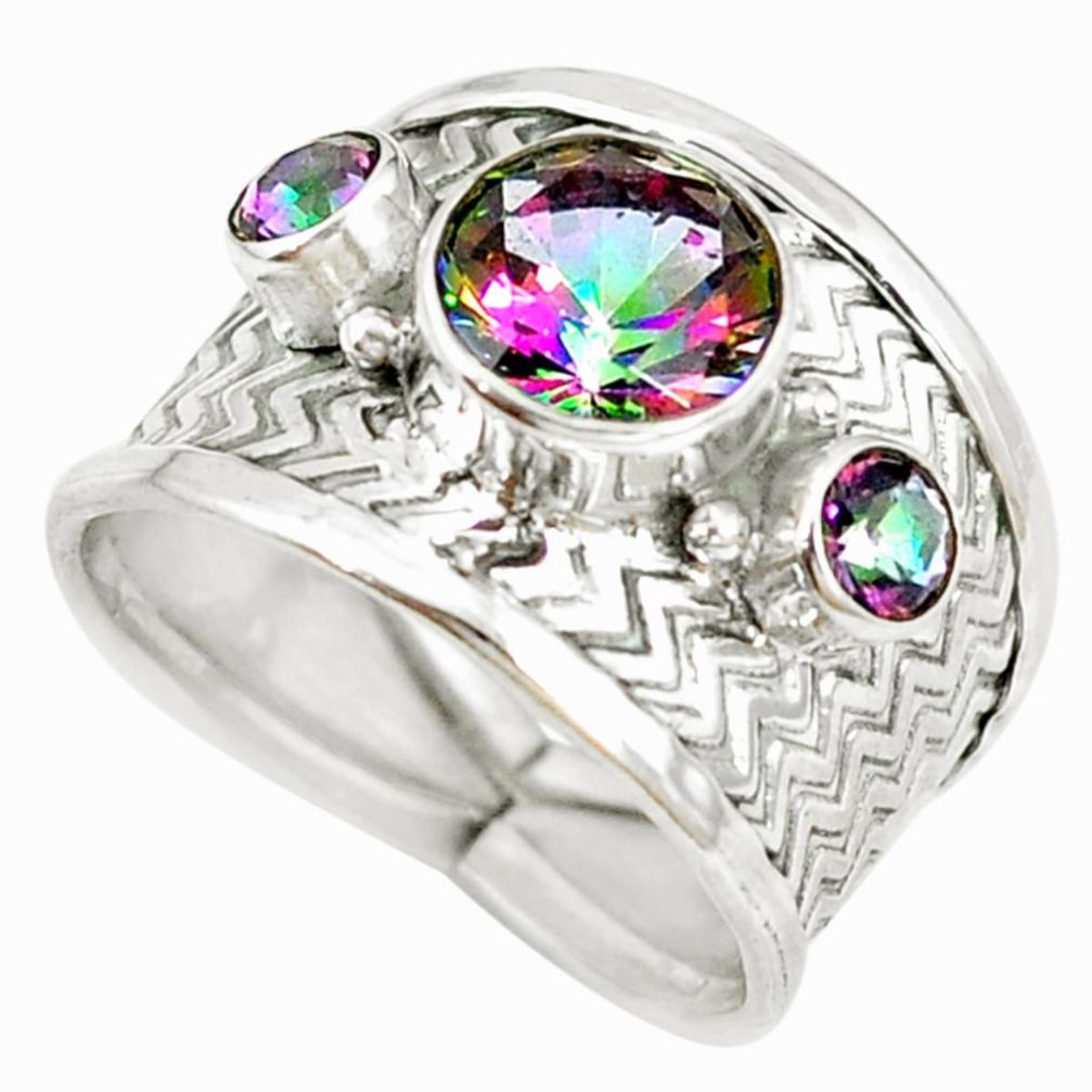 Multi color rainbow topaz 925 sterling silver ring jewelry size 8 m9809