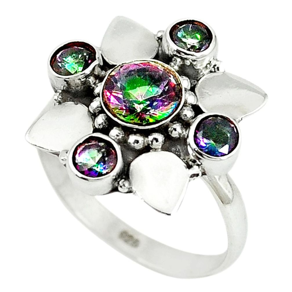 Multi color rainbow topaz 925 sterling silver ring jewelry size 8.5 m9881