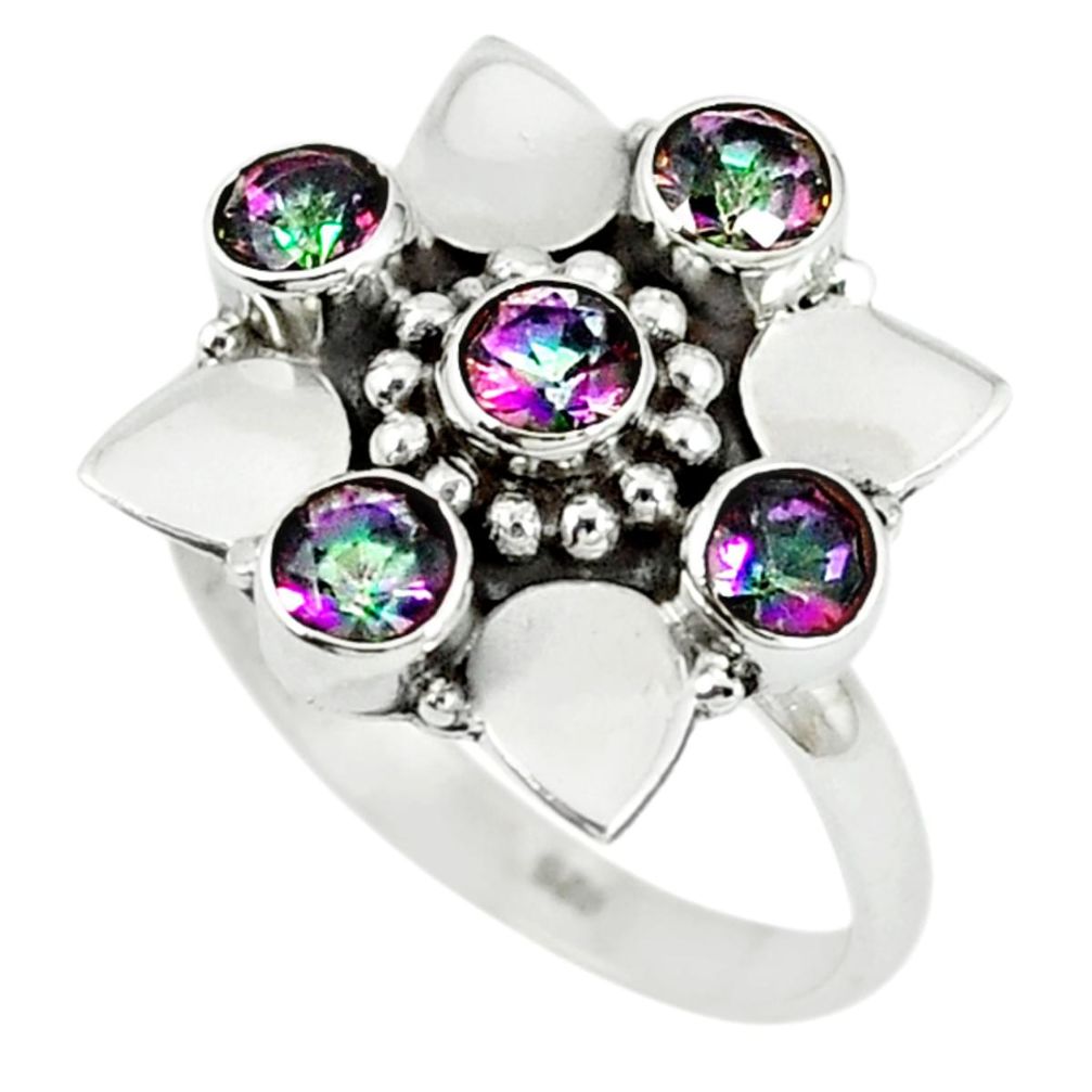 Multi color rainbow topaz 925 sterling silver ring jewelry size 8 m9889