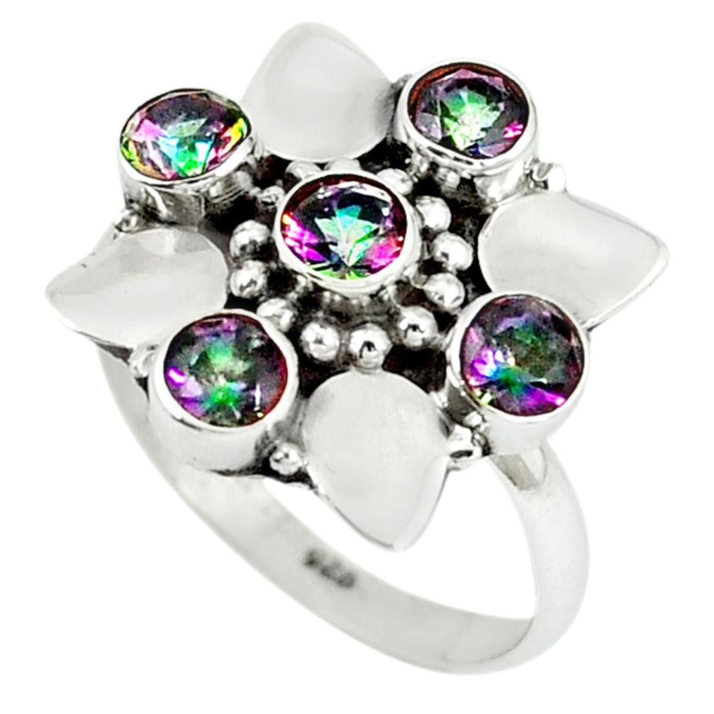 Multi color rainbow topaz 925 sterling silver ring jewelry size 8 m9891