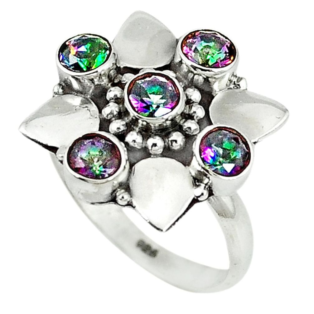 Multi color rainbow topaz 925 sterling silver ring jewelry size 7 m9898