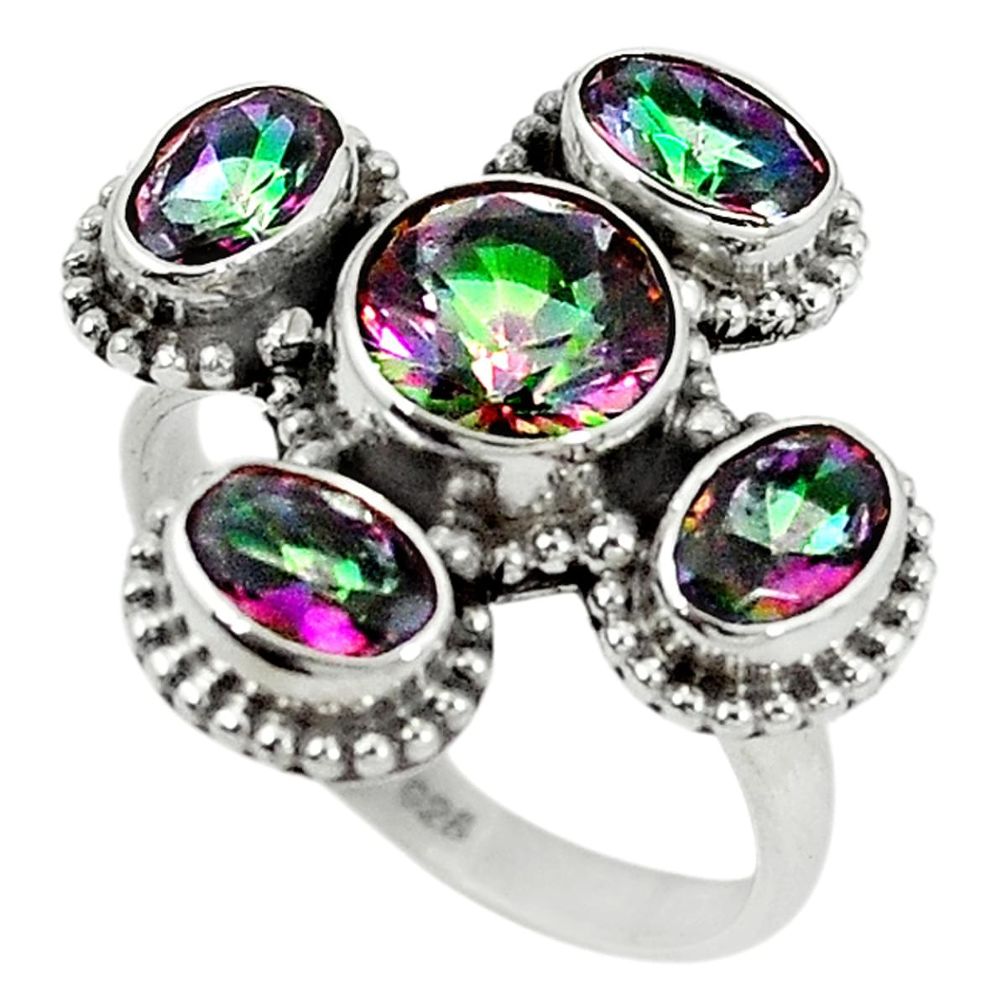 Multi color rainbow topaz 925 sterling silver ring jewelry size 7 m9939