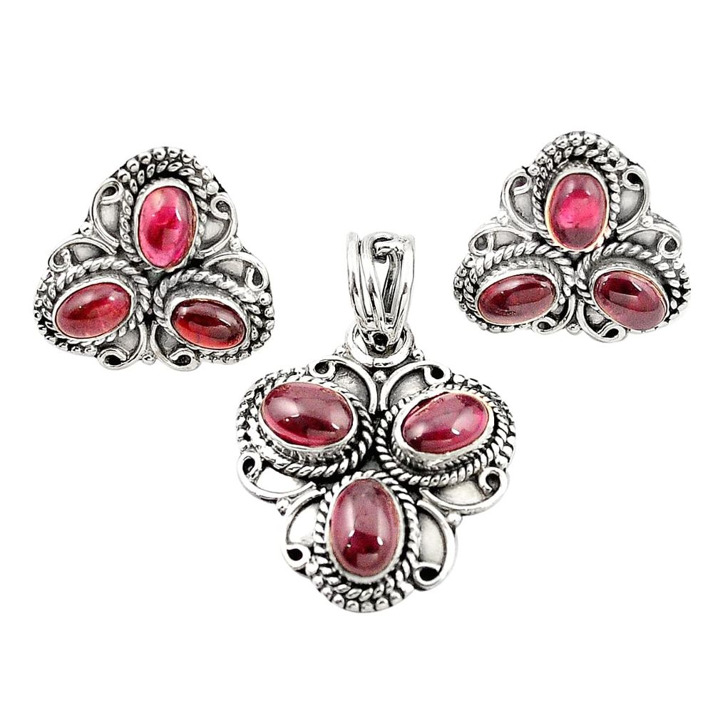 925 sterling silver natural red garnet pendant earrings set jewelry m25550
