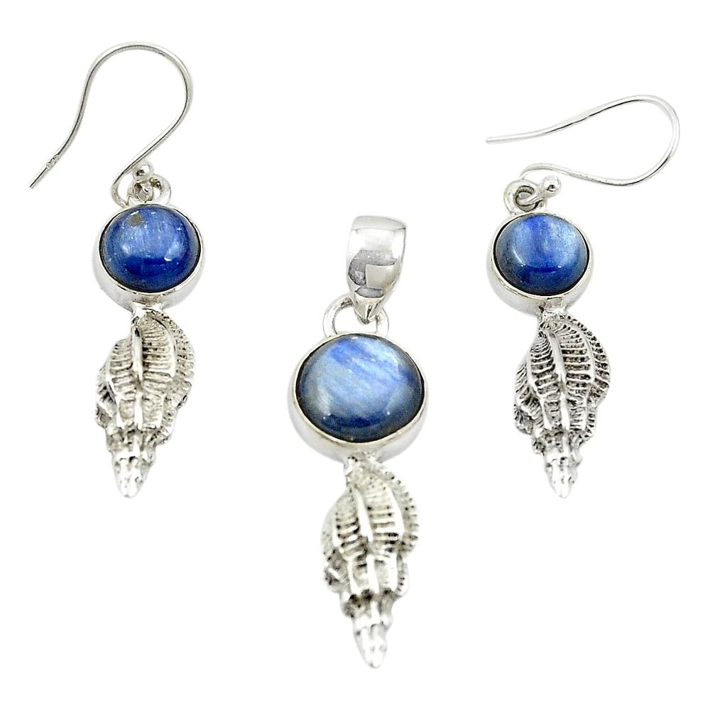 Natural blue kyanite 925 sterling silver pendant earrings set jewelry m25645
