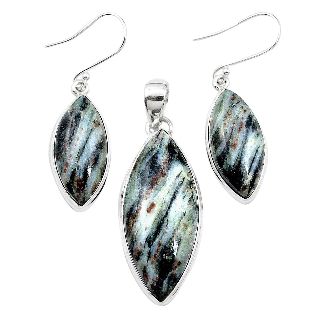 Natural bronze astrophyllite (star leaf) 925 silver pendant earrings set m59301