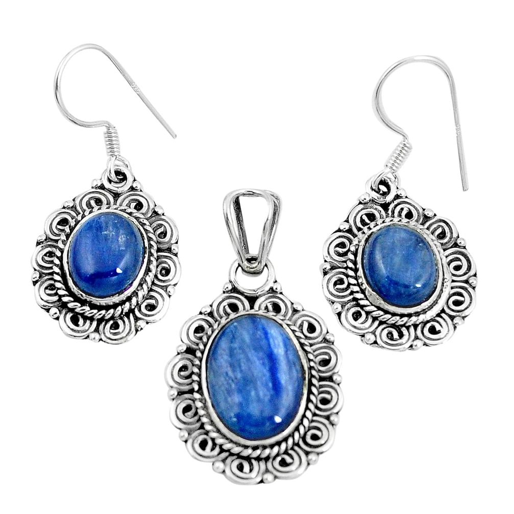 Natural blue doublet opal australian 925 silver pendant earrings set m78613