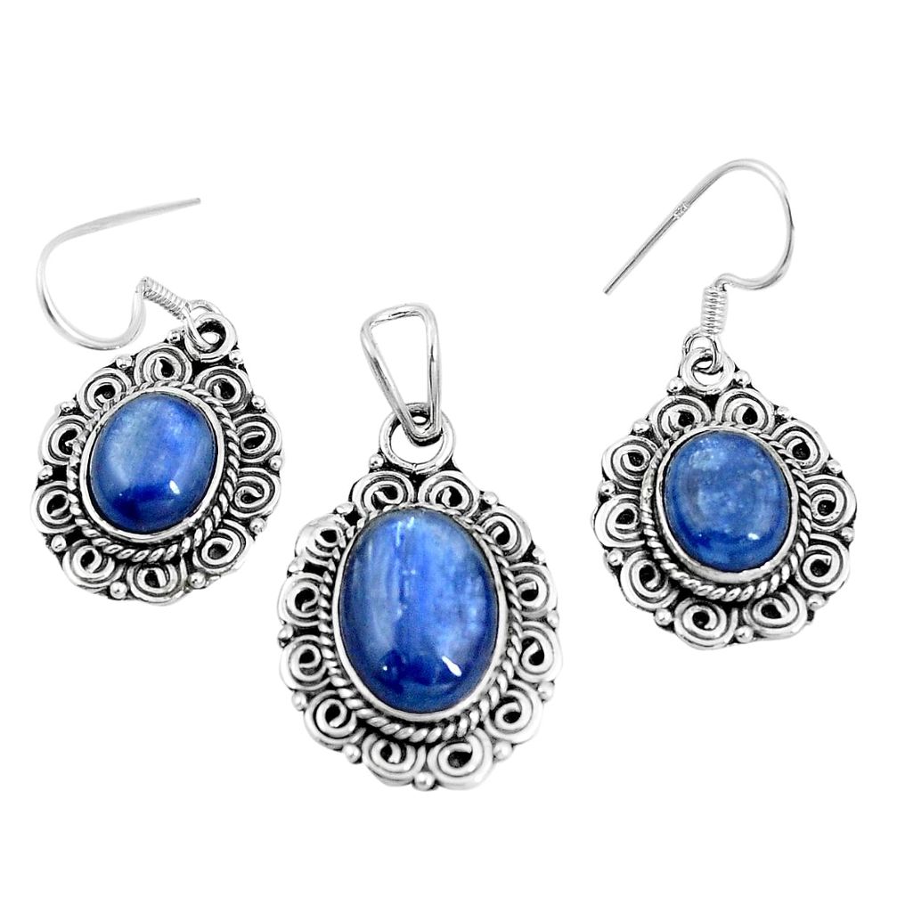 Natural blue doublet opal australian 925 silver pendant earrings set m78614