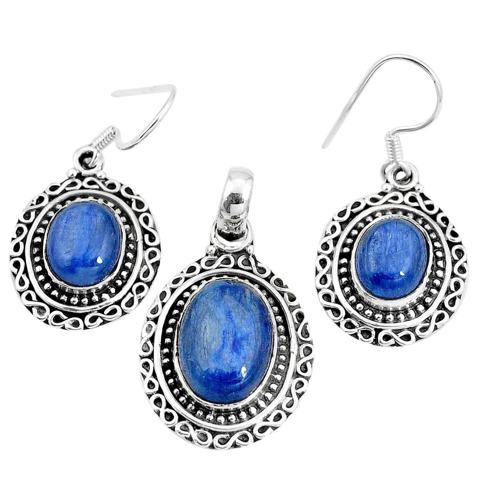 Natural blue doublet opal australian 925 silver pendant earrings set m78616