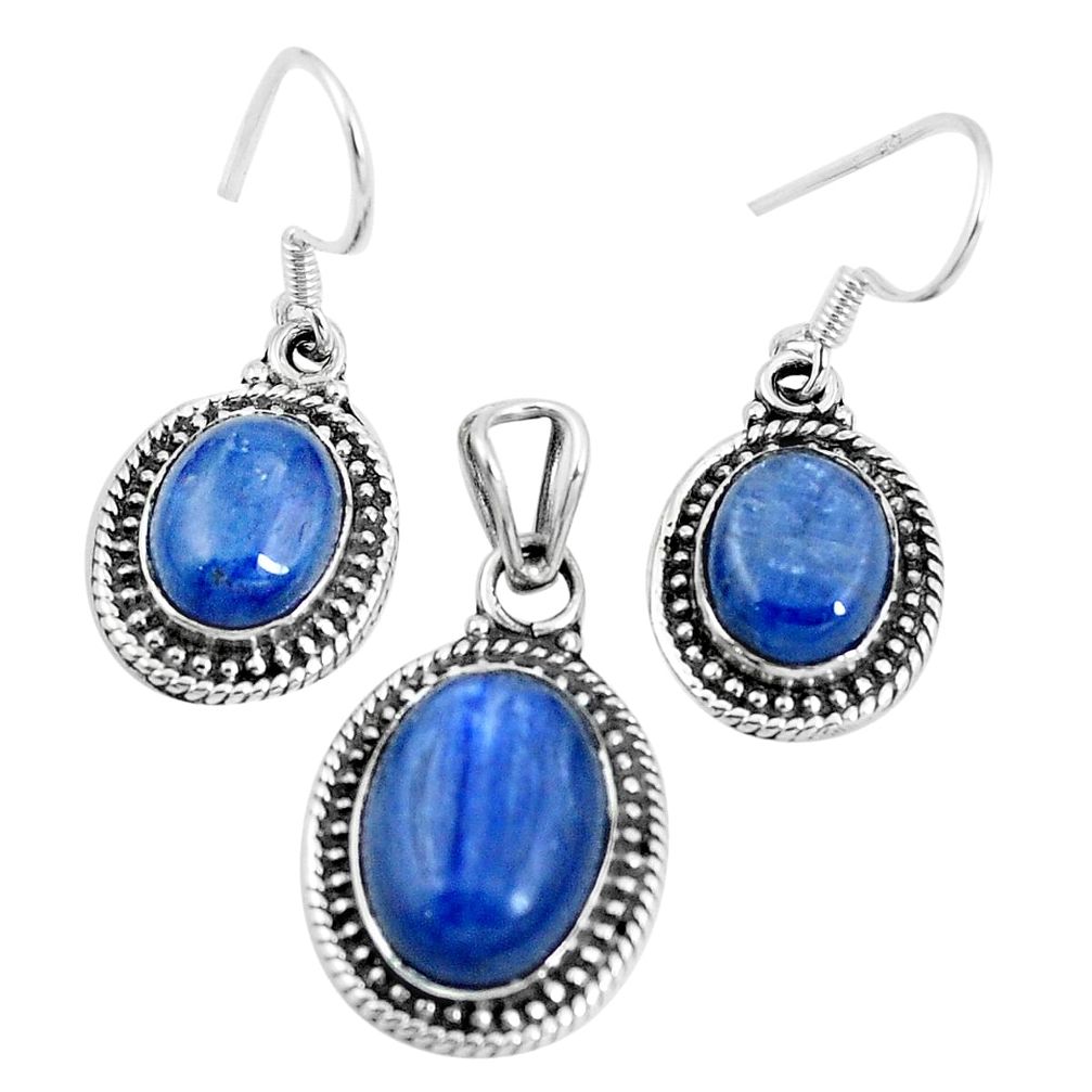 Natural blue doublet opal australian 925 silver pendant earrings set m78617