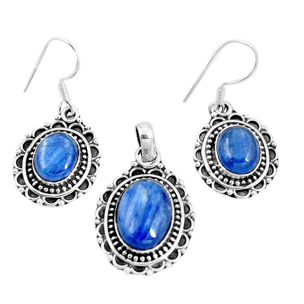 Natural blue doublet opal australian 925 silver pendant earrings set m78618