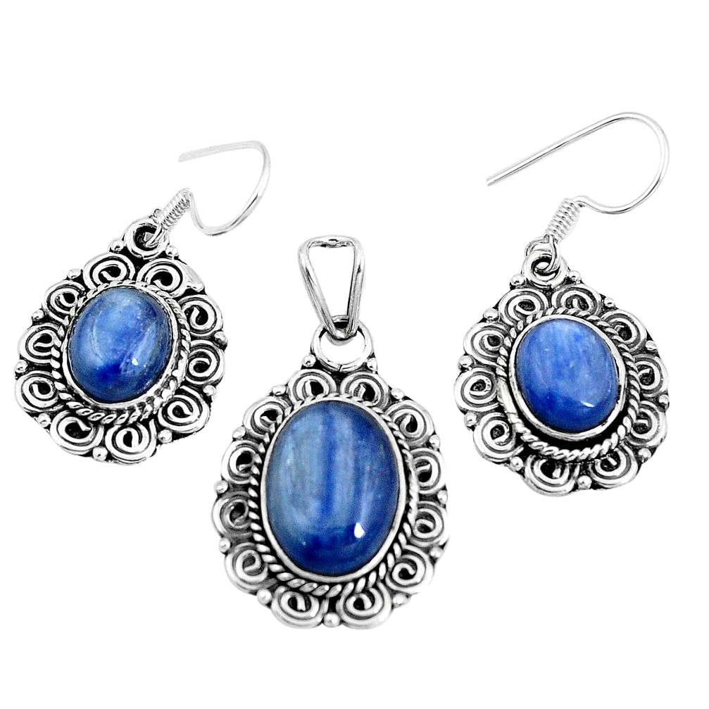 Natural blue doublet opal australian 925 silver pendant earrings set m78620