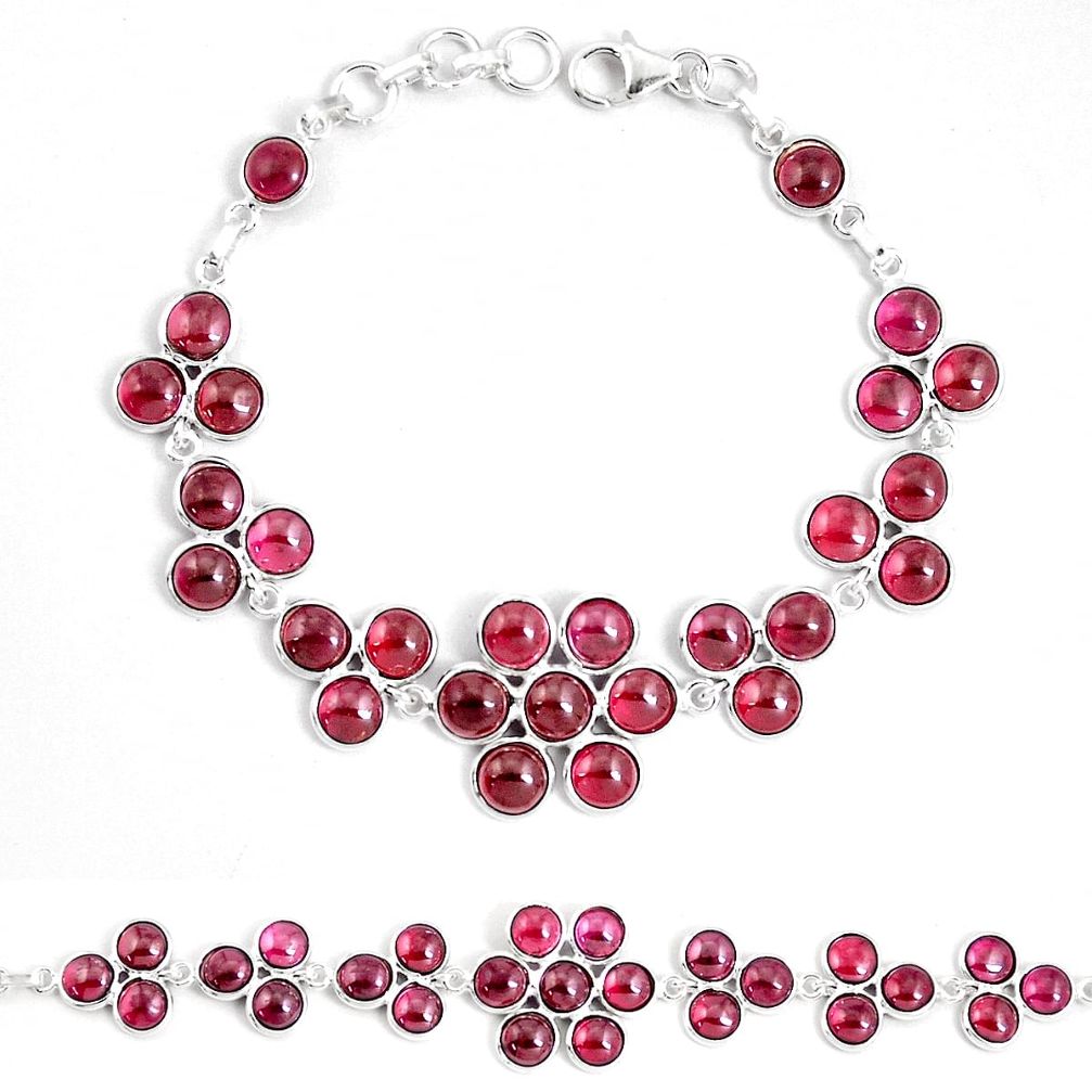 33.70cts natural red garnet 925 sterling silver tennis bracelet jewelry p12000