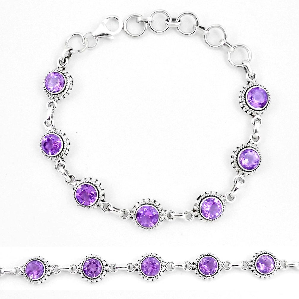 9.92cts natural purple amethyst 925 sterling silver tennis bracelet p13907