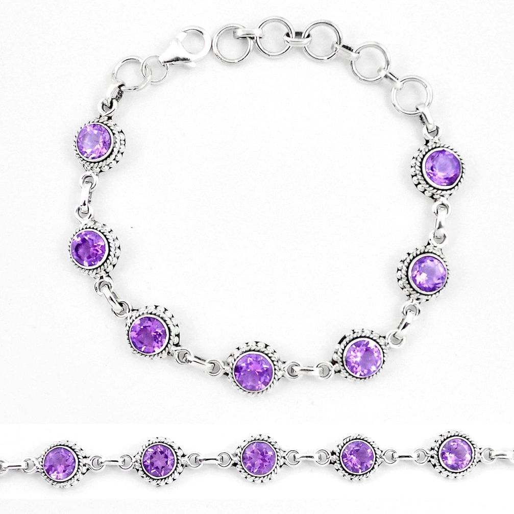 10.36cts natural purple amethyst 925 sterling silver tennis bracelet p13909