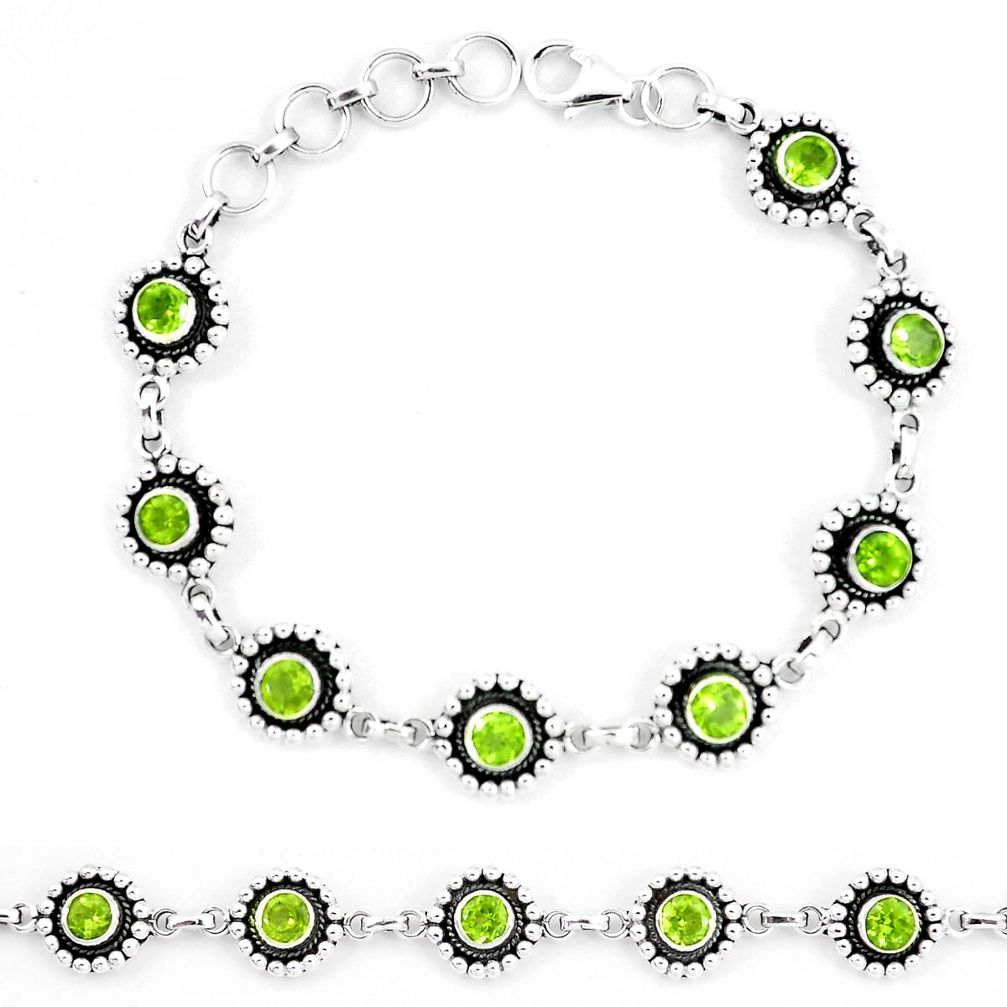 7.41cts natural green peridot 925 sterling silver tennis bracelet p13914