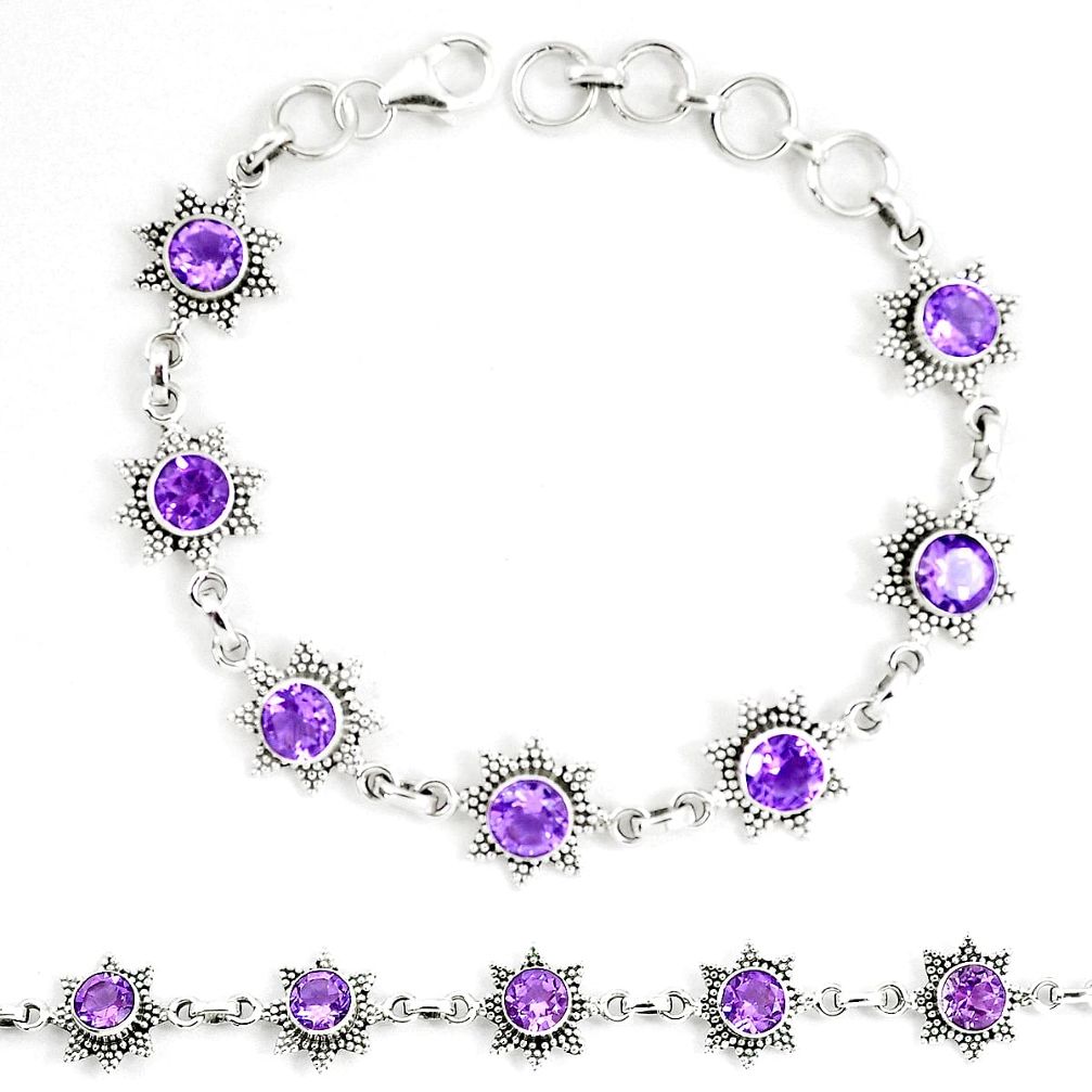 10.13cts natural purple amethyst 925 sterling silver tennis bracelet p13930