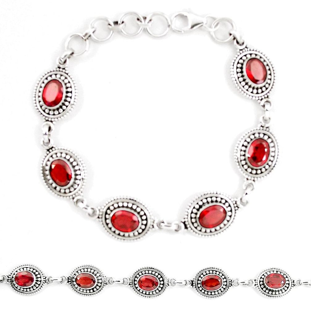 11.22cts natural red garnet 925 sterling silver tennis bracelet jewelry p13933
