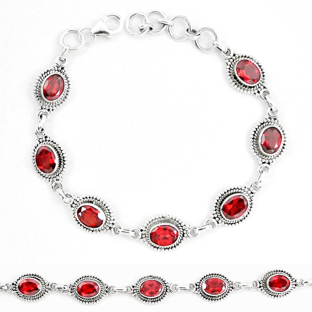 14.32cts natural red garnet 925 sterling silver tennis bracelet jewelry p13939