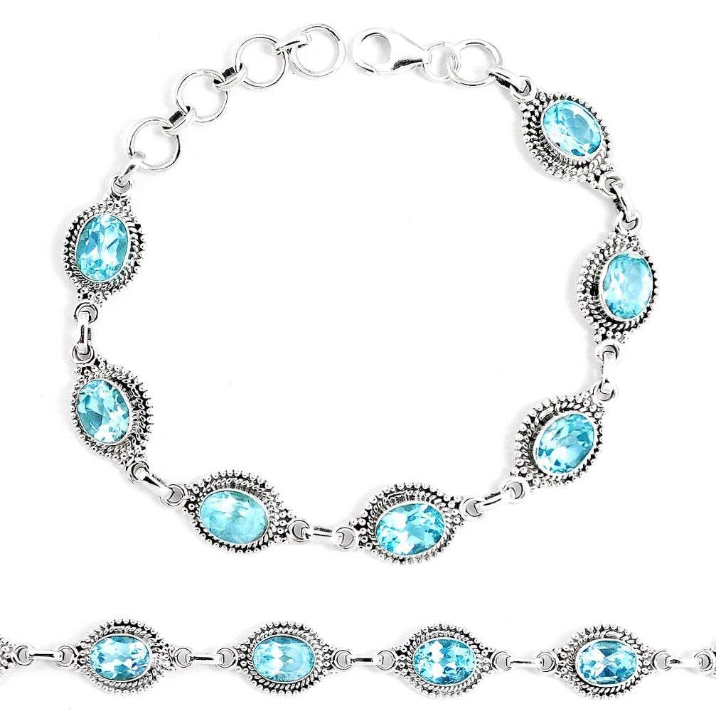 14.59cts natural blue topaz 925 sterling silver tennis bracelet jewelry p13941
