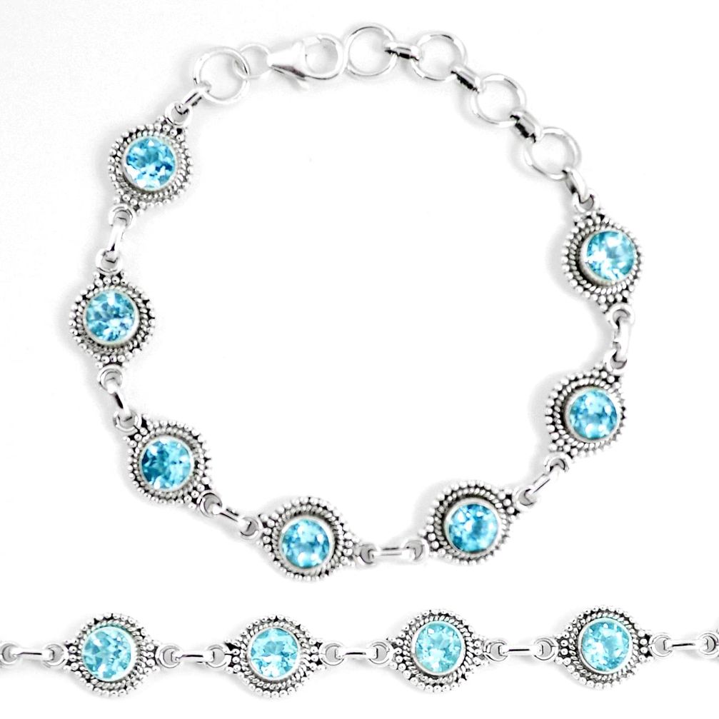 10.12cts natural blue topaz 925 sterling silver tennis bracelet jewelry p13942