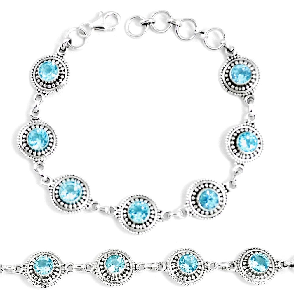 925 sterling silver 11.40cts natural blue topaz tennis bracelet jewelry p13944