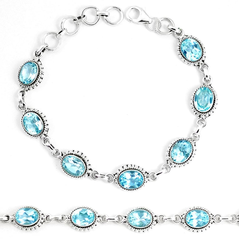 14.97cts natural blue topaz pear 925 sterling silver tennis bracelet p13945