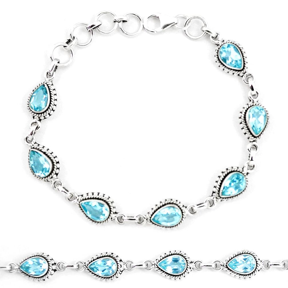 14.56cts natural blue topaz 925 sterling silver tennis bracelet jewelry p13948