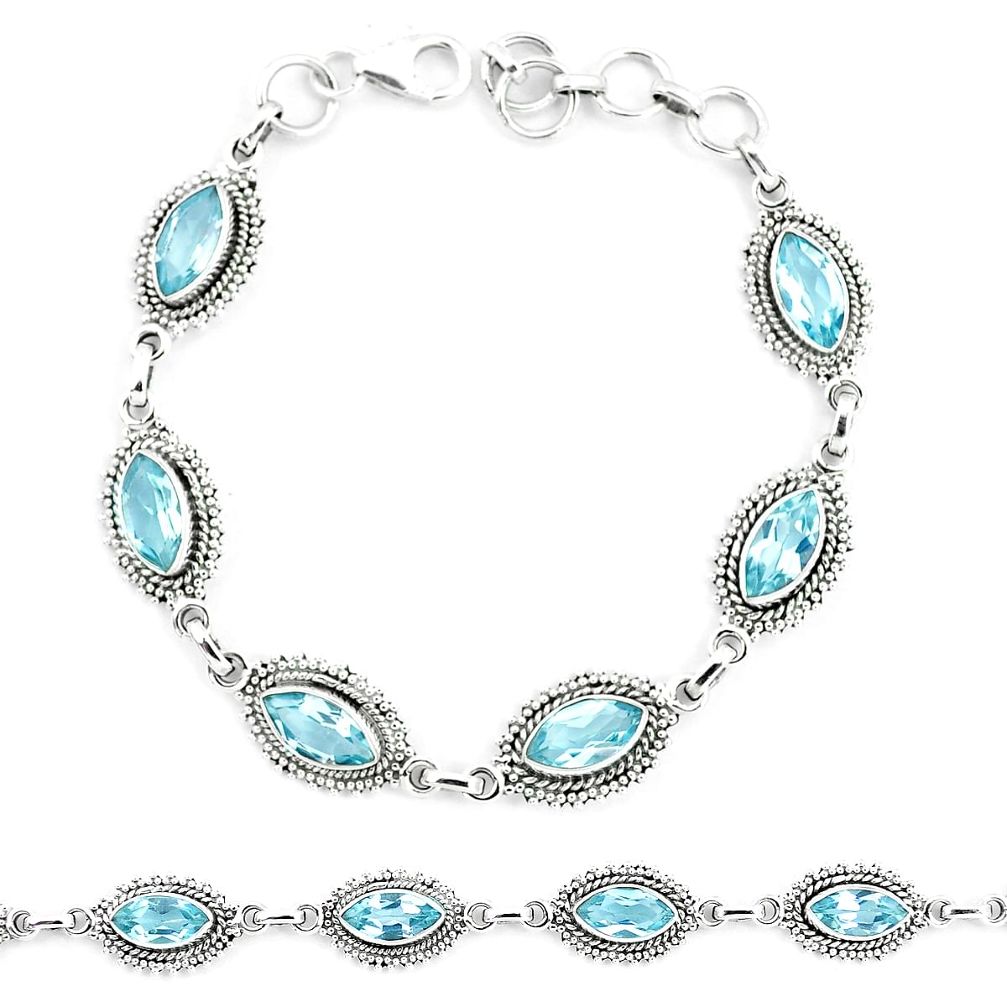 925 sterling silver 13.10cts natural blue topaz tennis bracelet jewelry p13954