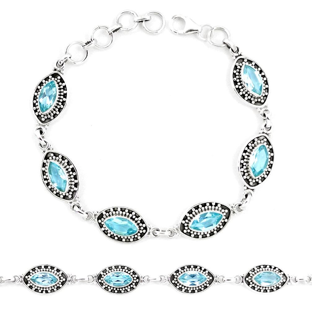 13.53cts natural blue topaz 925 sterling silver tennis bracelet jewelry p13955