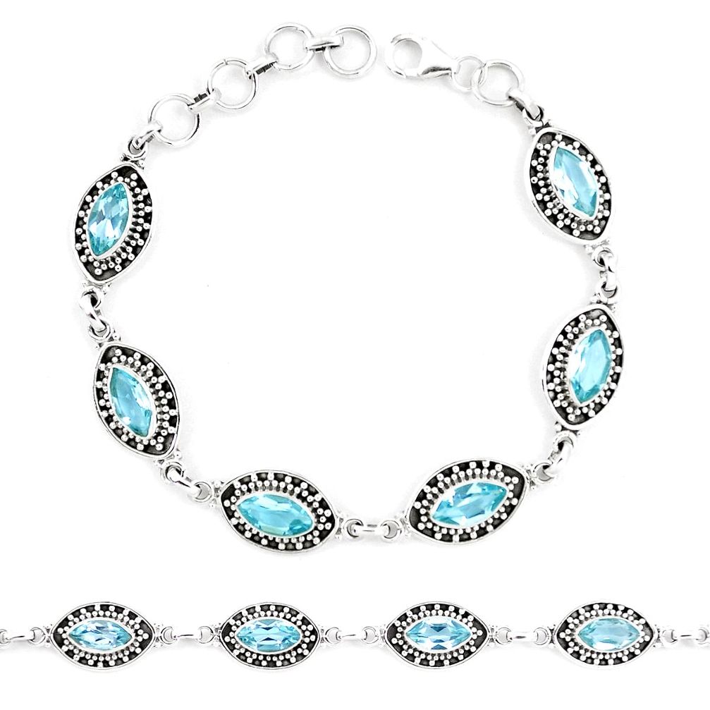 14.14cts natural blue topaz 925 sterling silver tennis bracelet jewelry p13956
