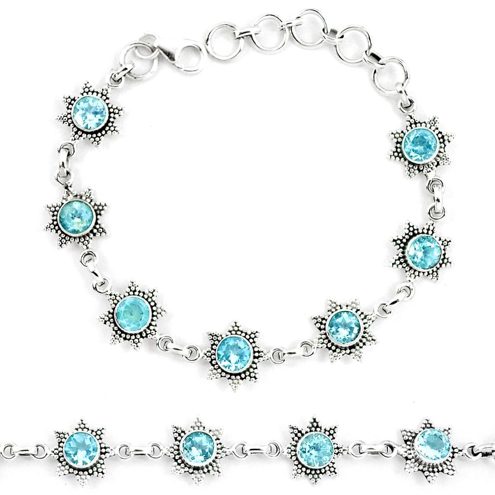 11.00cts natural blue topaz 925 sterling silver tennis bracelet jewelry p13959