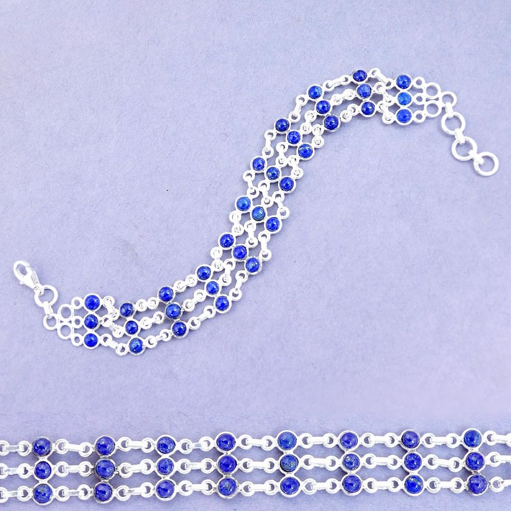 12.02cts natural blue lapis lazuli 925 sterling silver tennis bracelet p13970