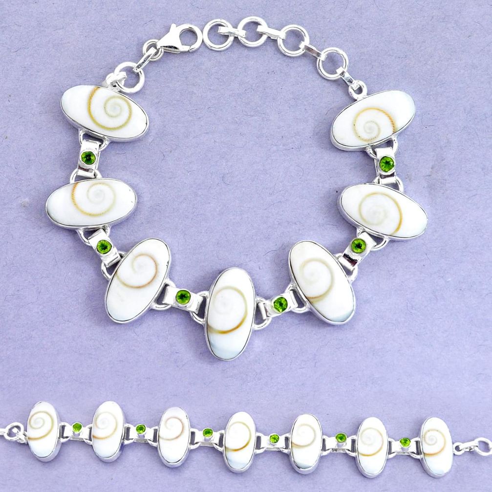 925 silver 52.87cts natural white shiva eye peridot tennis bracelet p19247