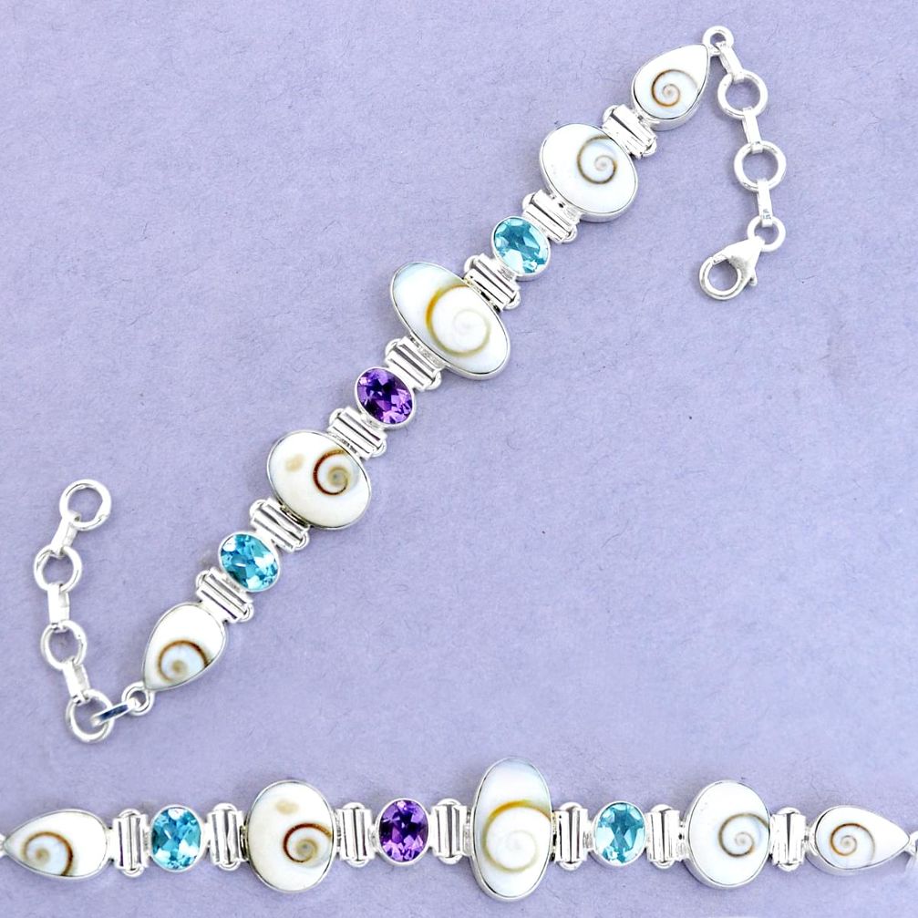 925 silver 30.44cts natural white shiva eye amethyst tennis bracelet p19259