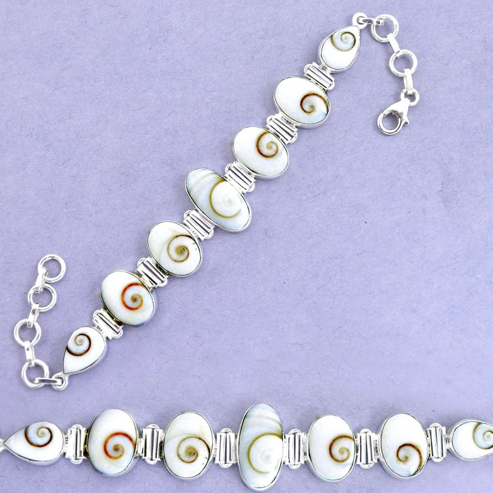 35.81cts natural white shiva eye 925 sterling silver tennis bracelet p19260