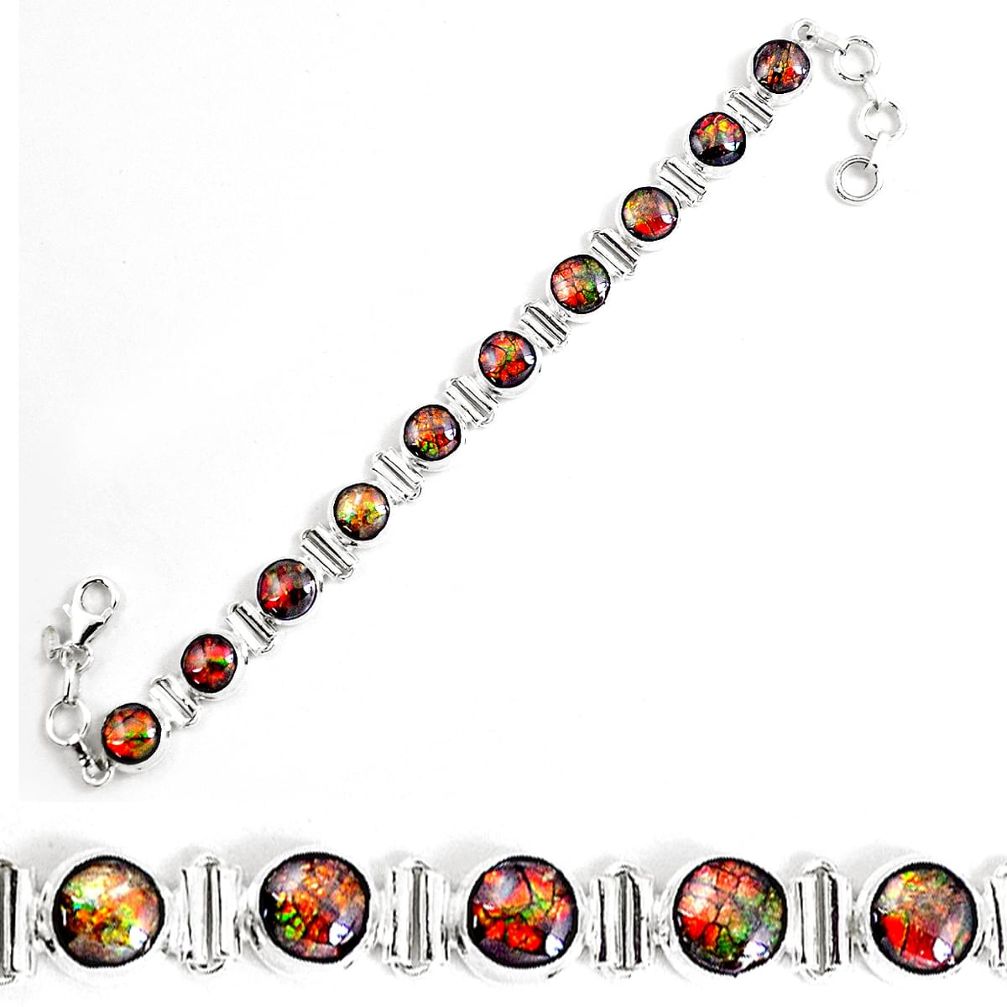 925 silver 32.57cts natural multi color ammolite tennis bracelet jewelry p19270