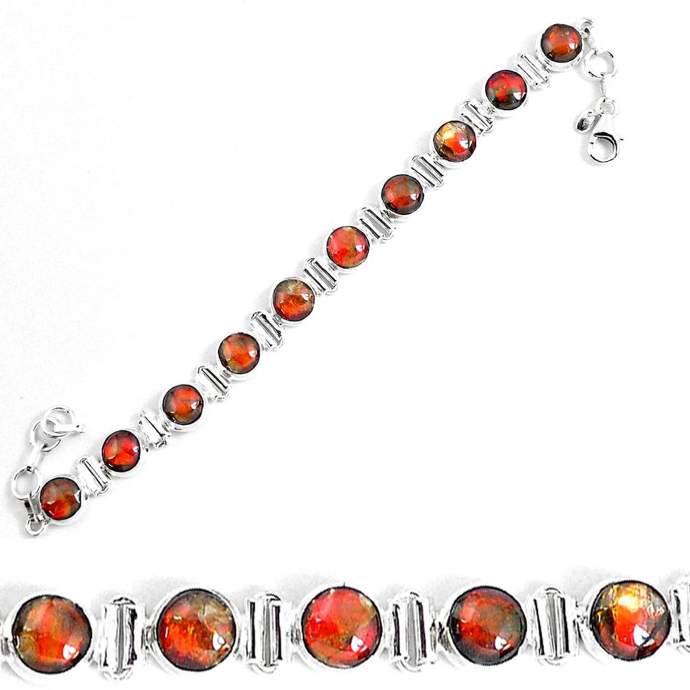 32.16cts natural multi color ammolite 925 silver tennis bracelet p19273