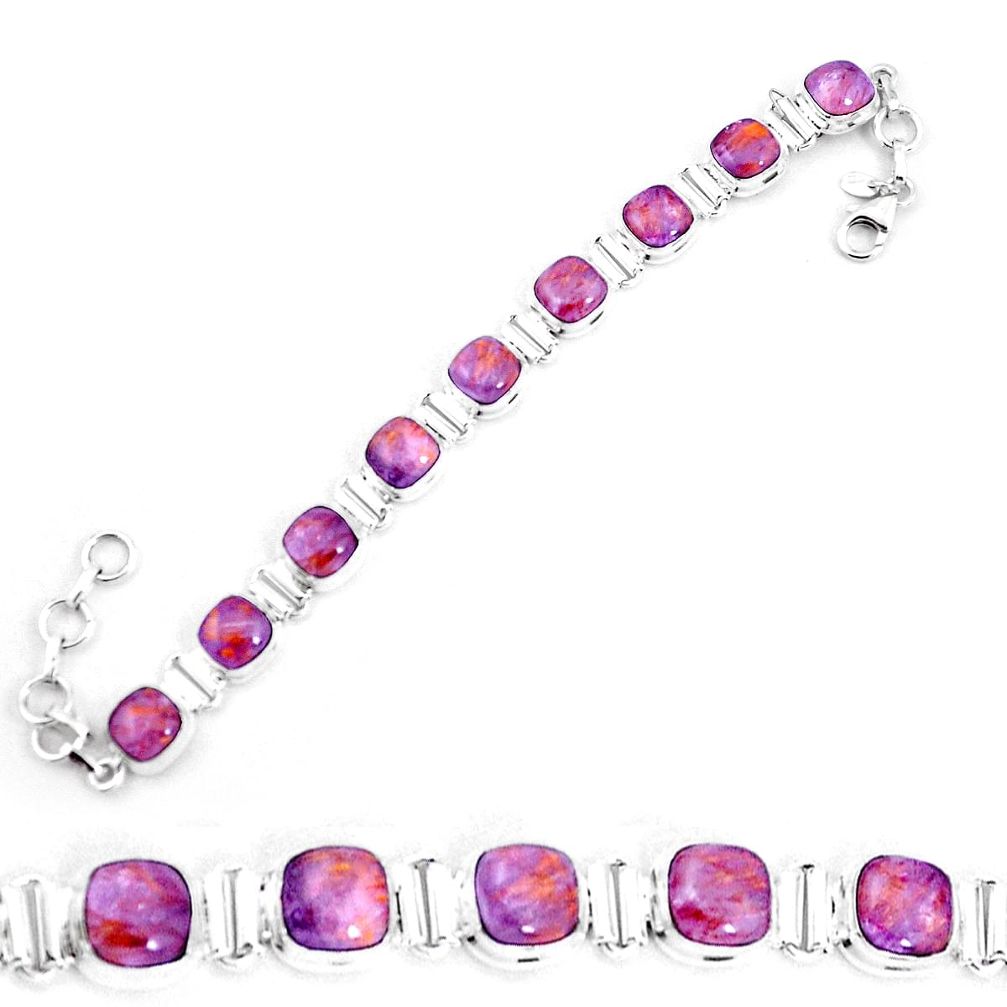 925 silver natural purple cacoxenite super seven tennis bracelet jewelry p19325