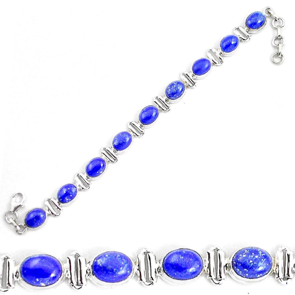 38.90cts natural blue lapis lazuli 925 sterling silver tennis bracelet p19342