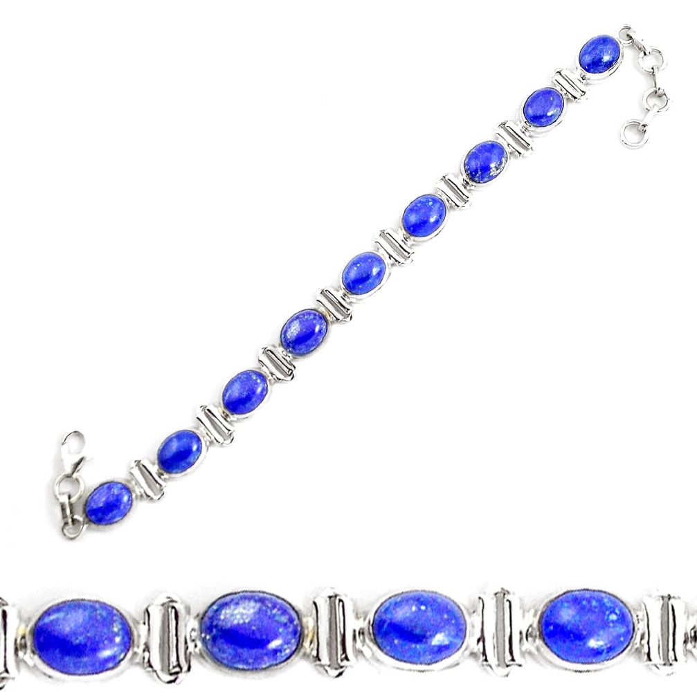 38.02cts natural blue lapis lazuli 925 sterling silver tennis bracelet p19346