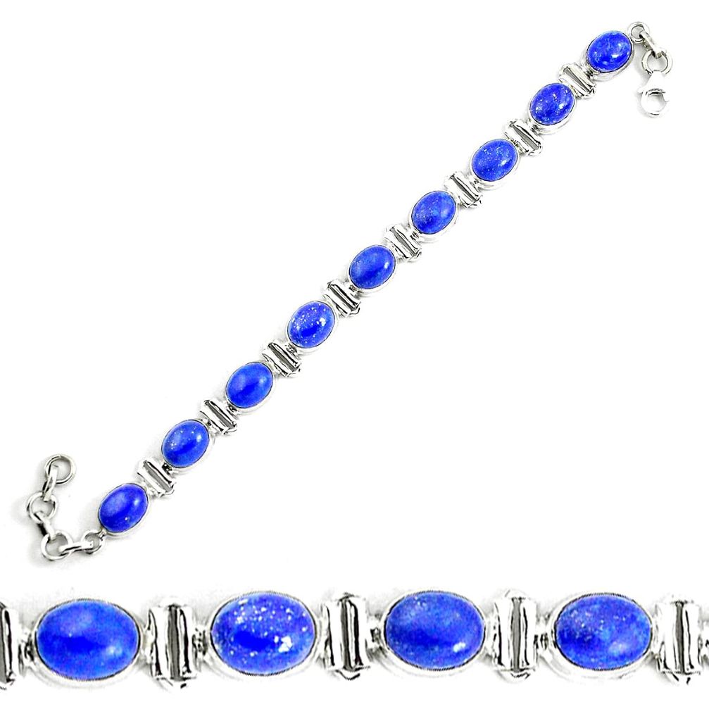 925 sterling silver 41.12cts natural blue lapis lazuli tennis bracelet p19348