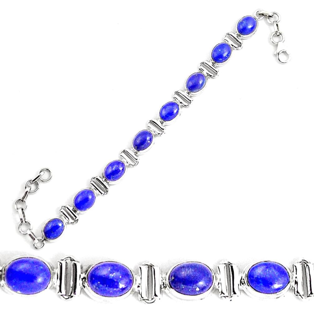 34.96cts natural blue lapis lazuli 925 sterling silver tennis bracelet p19350