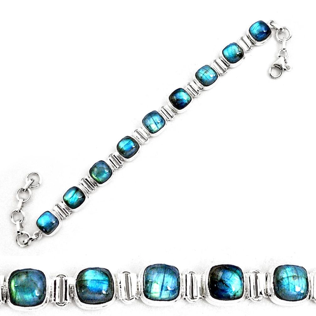 37.41cts natural blue labradorite 925 sterling silver tennis bracelet p19589