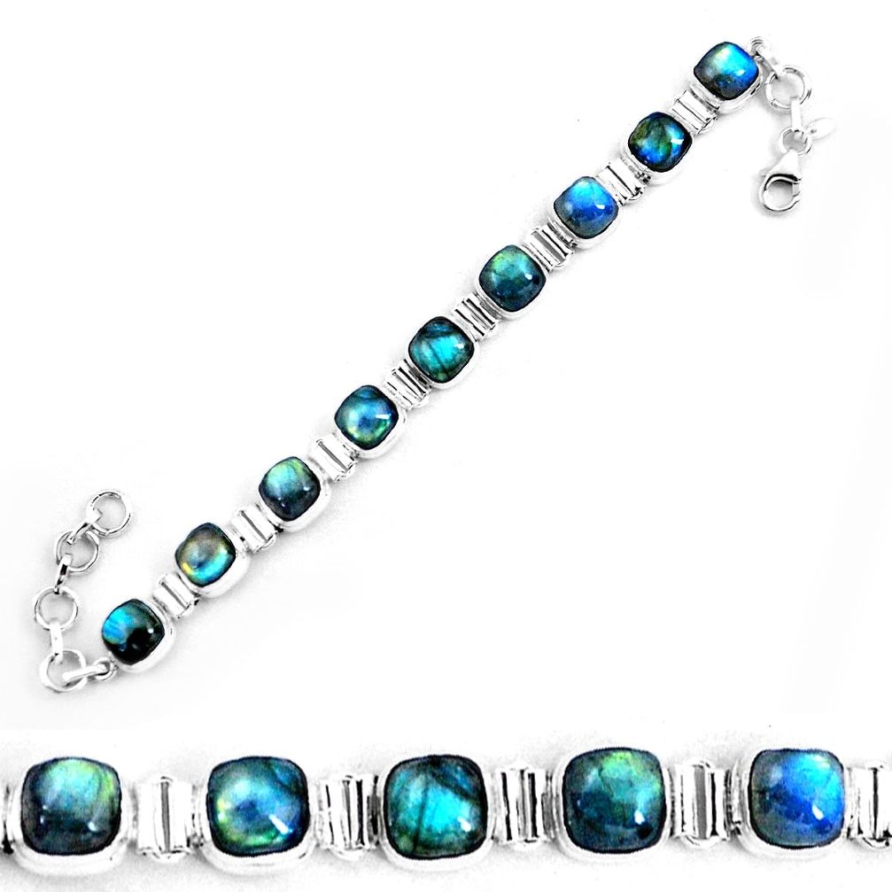 37.79cts natural blue labradorite 925 sterling silver tennis bracelet p19590