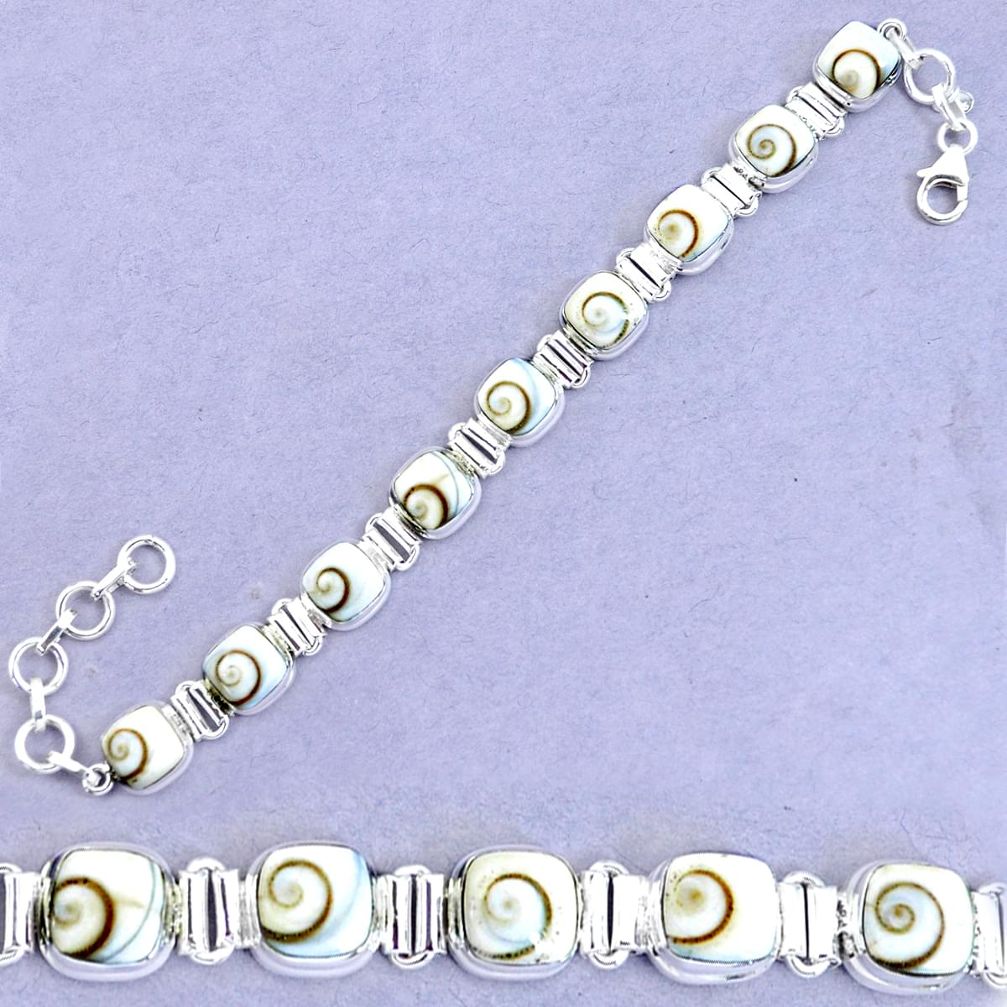 33.14cts natural white shiva eye 925 sterling silver tennis bracelet p20868